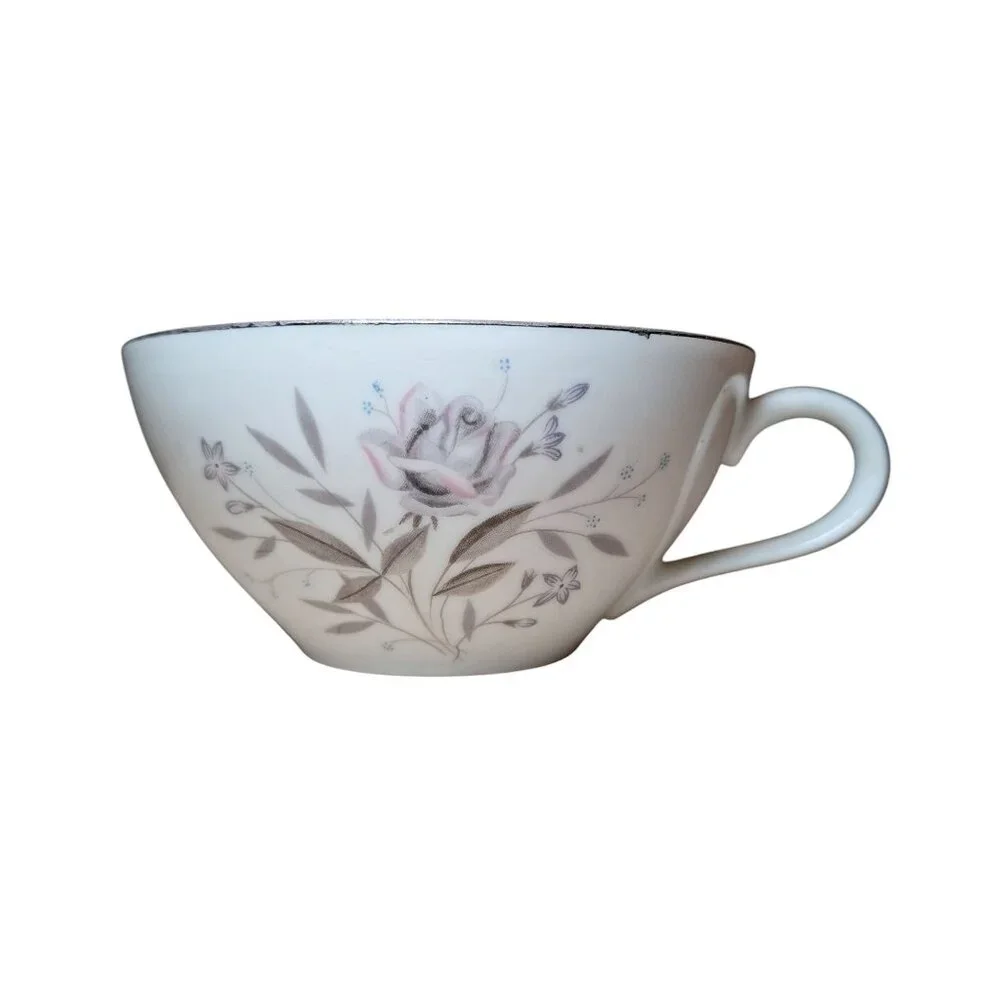 Vintage Memphis Fine China Floral Tea Cup Replacement Rose‎ Pink Gray